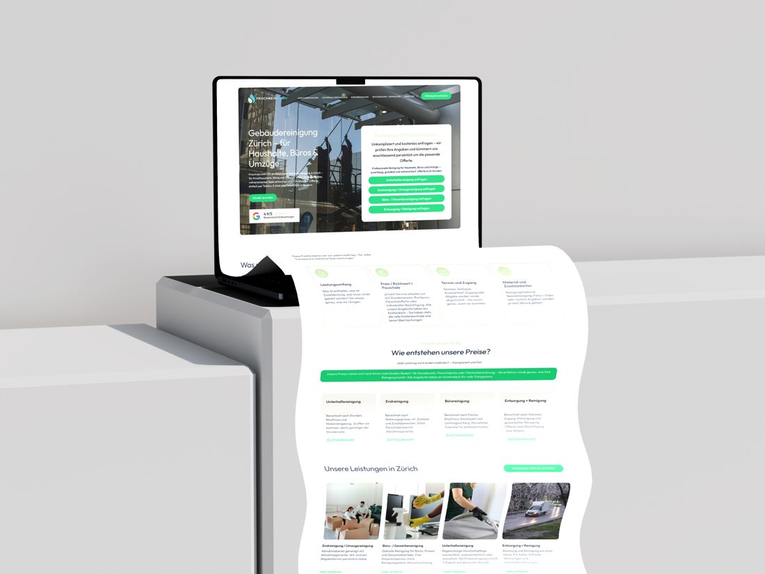 Website Frischrein, umgesetzt von AS Digital